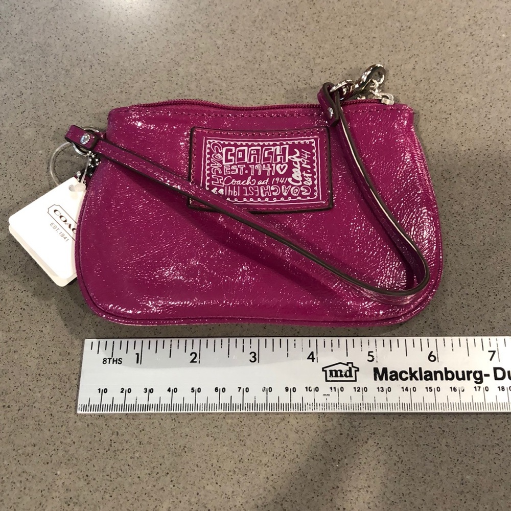 New Coach Plum Patent Wristlet